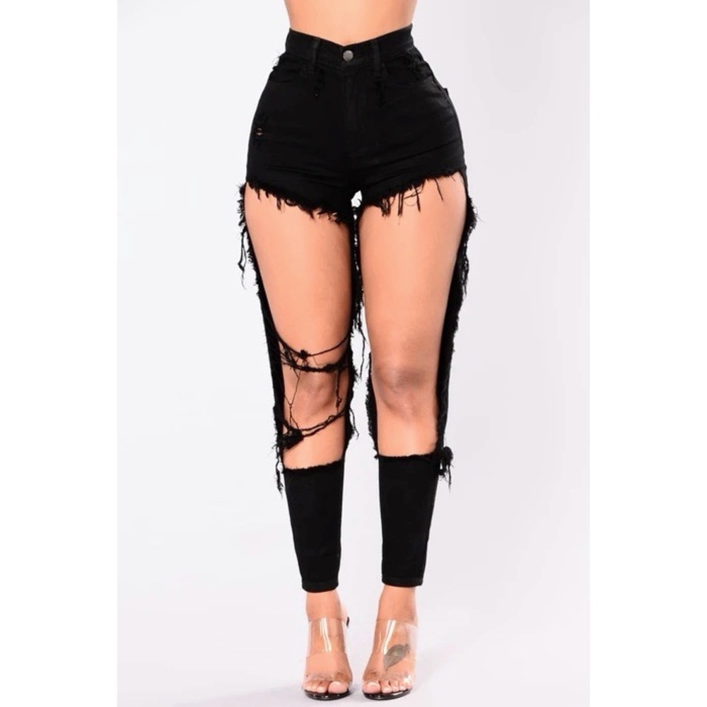 Fashion Nova Oh My Slit Distressed Jeans